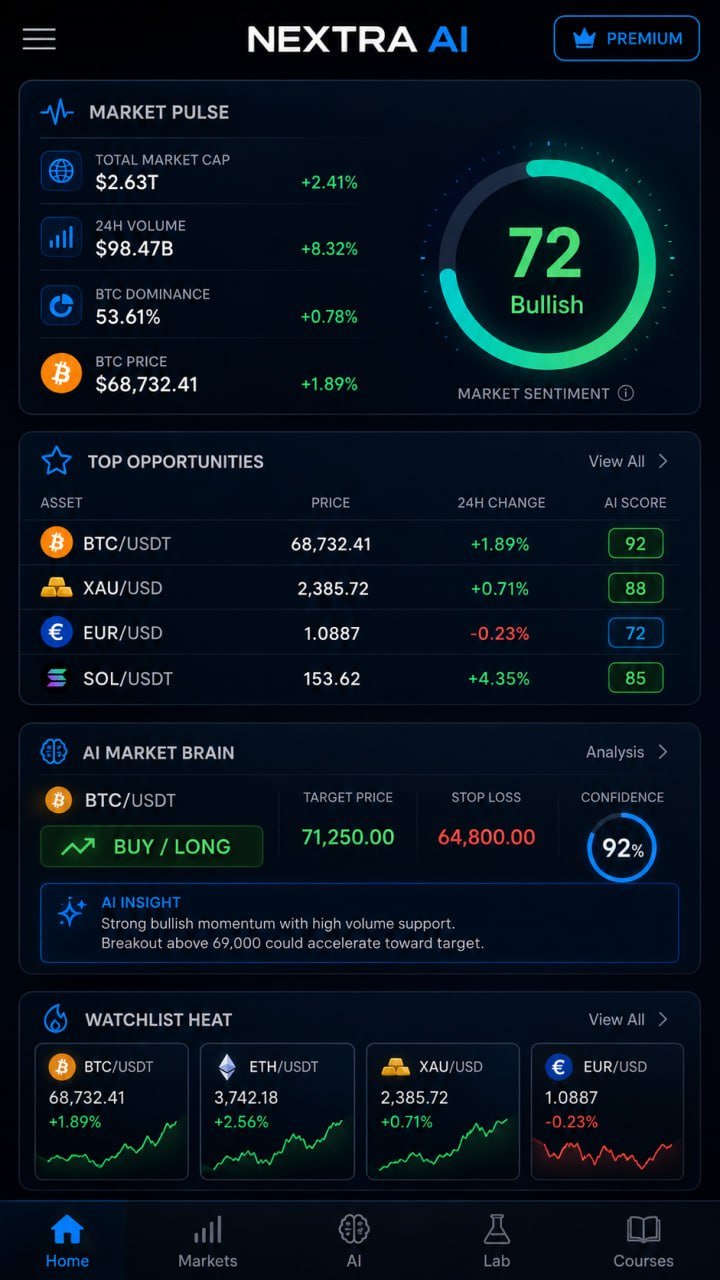 NEXTRA AI market dashboard