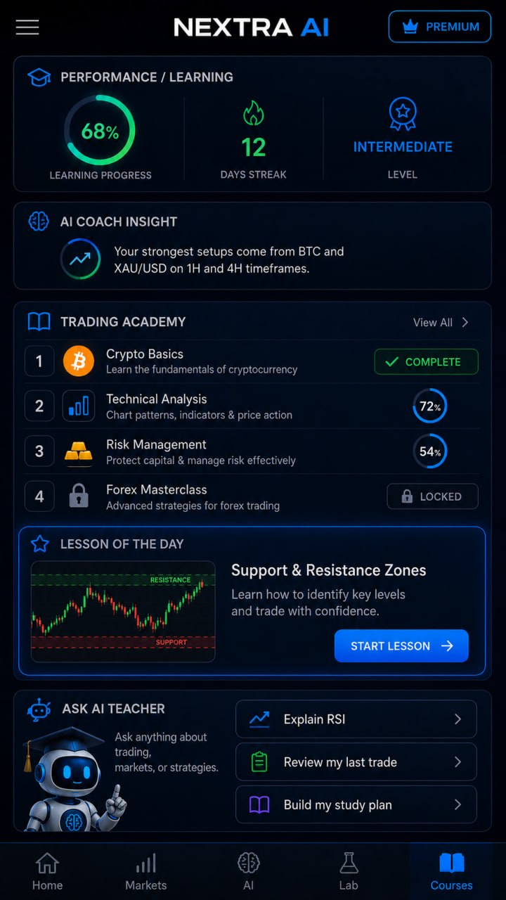 NEXTRA AI learning screen